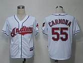 Cleveland Indians #55 Carmona White Cool Base Jerseys,baseball caps,new era cap wholesale,wholesale hats