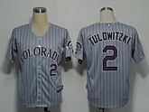 Colorado Rockies #2 Tulowitzki Grey Strip Cool Base Jerseys,baseball caps,new era cap wholesale,wholesale hats
