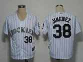 Colorado Rockies #38 Jimenez White Strip Cool Base Jerseys,baseball caps,new era cap wholesale,wholesale hats