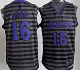 Los Angeles Lakers #16 Paul Gaslo Black Pinstripe Jerseys,baseball caps,new era cap wholesale,wholesale hats