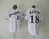 Milwaukee Brewers #18 shaun marcum White Jerseys,baseball caps,new era cap wholesale,wholesale hats