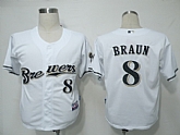 Milwaukee Brewers #8 Braun White Cool Base Jerseys,baseball caps,new era cap wholesale,wholesale hats