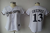 Womens Brewers #13 Greinke White Jerseys,baseball caps,new era cap wholesale,wholesale hats