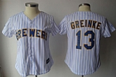 Womens Brewers #13 Greinke white blue strip Jerseys,baseball caps,new era cap wholesale,wholesale hats