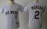 Youth Milwaukee Brewers #2 Nyjer Morgan White Pinstripe Jerseys,baseball caps,new era cap wholesale,wholesale hats