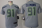 Youth Nike Limited Seattle Seahawks #91 Chris Clemons Gray Jerseys,baseball caps,new era cap wholesale,wholesale hats