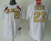 Youth St. Louis Cardinals #23 David Freese White With Gold Jerseys,baseball caps,new era cap wholesale,wholesale hats
