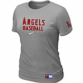 Anaheim Angeles Nike Women's L.Grey Short Sleeve Practice T-Shirt,baseball caps,new era cap wholesale,wholesale hats