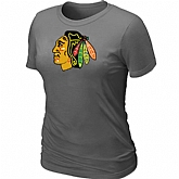 Chicago Blackhawks Big & Tall Women's D.Grey Logo T-Shirt,baseball caps,new era cap wholesale,wholesale hats