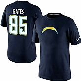 Men Nike San Diego Chargers 85 Gates Name x26 Number T-Shirt D.Blue,baseball caps,new era cap wholesale,wholesale hats