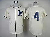 Milwaukee Brewers #4 Paul Molitor 1913 Turn Back The Clock Cream Jerseys,baseball caps,new era cap wholesale,wholesale hats
