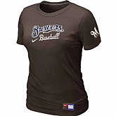 Milwaukee Brewers Nike Women's Brown Short Sleeve Practice T-Shirt,baseball caps,new era cap wholesale,wholesale hats