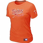 Minnesota Twins Nike Women's Orange Short Sleeve Practice T-Shirt,baseball caps,new era cap wholesale,wholesale hats