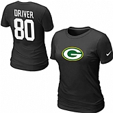 Nike Green Bay Packers 80 Donald Driver Name & Number Women's T-Shirt Black,baseball caps,new era cap wholesale,wholesale hats