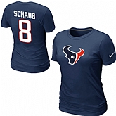 Nike Houston Texans 8 schaub Name & Number Blue Women's T-Shirt,baseball caps,new era cap wholesale,wholesale hats