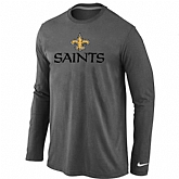 Nike New Orleans Sains Authentic Logo Long Sleeve T-Shirt D.Gray,baseball caps,new era cap wholesale,wholesale hats
