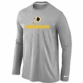 Nike Washington Red Skins Authentic Logo Long Sleeve T-Shirt Gray,baseball caps,new era cap wholesale,wholesale hats
