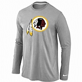 Nike Washington Red Skins Logo Long Sleeve T-Shirt Gray,baseball caps,new era cap wholesale,wholesale hats