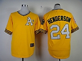 Oakland Athletics #24 Rickey Henderson 1972 Yellow Throwback Jerseys,baseball caps,new era cap wholesale,wholesale hats