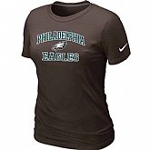 Philadelphia Eagles Women's Heart & Soul Brown T-Shirt,baseball caps,new era cap wholesale,wholesale hats