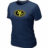 San Francisco 49ers Neon Logo Charcoal Women's D.Blue T-shirt,baseball caps,new era cap wholesale,wholesale hats