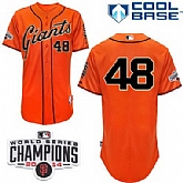 San Francisco Giants #48 Pablo Sandoval 2014 Champions Patch Orange Jerseys,baseball caps,new era cap wholesale,wholesale hats