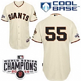 San Francisco Giants #55 Tim Lincecum 2014 Champions Patch Cream Jerseys,baseball caps,new era cap wholesale,wholesale hats