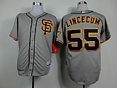 San Francisco Giants #55 Tim Lincecum Gray SF Edition Jerseys,baseball caps,new era cap wholesale,wholesale hats