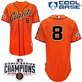 San Francisco Giants #8 Hunter Pence 2014 Champions Patch Orange Jerseys,baseball caps,new era cap wholesale,wholesale hats
