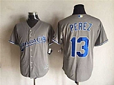 Majestic Kansas City Royals #13 Salvador Perez Gray Stitched Jerseys,baseball caps,new era cap wholesale,wholesale hats