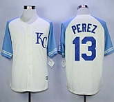 Majestic Kansas City Royals #13 Salvador Perez Cream Exclusive Vintage Stitched MLB Jerseys,baseball caps,new era cap wholesale,wholesale hats