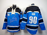 Detroit Lions #90 Ndamukong Suh Blue Hoodie,baseball caps,new era cap wholesale,wholesale hats