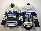 Seattle Seahawks #24 Marshawn Lynch Navy Blue Hoodie,baseball caps,new era cap wholesale,wholesale hats