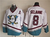 Anaheim Ducks #8 Teemu Selanne White Throwback CCM Jerseys,baseball caps,new era cap wholesale,wholesale hats