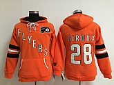 Womens Philadelphia Flyers #28 Claude Giroux Orange Old Time Hockey Hoodie,baseball caps,new era cap wholesale,wholesale hats
