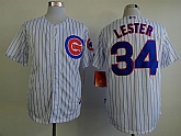 Chicago Cubs #34 Jon Lester White Pinstripe Jerseys,baseball caps,new era cap wholesale,wholesale hats