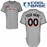 Customized Miami Marlins Baseball Jersey-Women's Stitched Road Gray Cool Base MLB Jersey,baseball caps,new era cap wholesale,wholesale hats