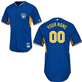 Customized Milwaukee Brewers MLB Jersey-Men's Stitched 2014 Blue Cool Base BP Baseball Jersey,baseball caps,new era cap wholesale,wholesale hats