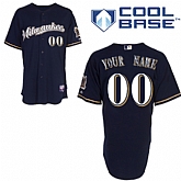 Customized Youth MLB Jersey-Milwaukee Brewers Stitched Alternate Dark Blue Baseball Jersey,baseball caps,new era cap wholesale,wholesale hats