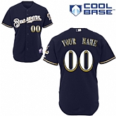 Customized Youth MLB Jersey-Milwaukee Brewers Stitched Alternate Dark Blue Cool Base Baseball Jersey,baseball caps,new era cap wholesale,wholesale hats