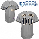 Customized Youth MLB Jersey-Milwaukee Brewers Stitched Road Gray Cool Base Baseball Jersey,baseball caps,new era cap wholesale,wholesale hats