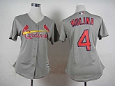 Womens St. Louis Cardinals #4 Yadier Molina Gray Cool Base Jerseys,baseball caps,new era cap wholesale,wholesale hats