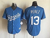 Majestic Kansas City Royals #13 Salvador Perez Blue Stitched Jerseys,baseball caps,new era cap wholesale,wholesale hats