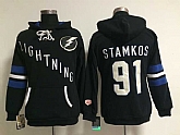 Womens Tampa Bay Lightning #91 Steven Stamkos Black Stitched Hoodie,baseball caps,new era cap wholesale,wholesale hats