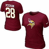 Womens Nike Minnesota Vikings #28 Adrian Peterson Name x26 Number Red T-Shirt,baseball caps,new era cap wholesale,wholesale hats