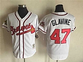 Atlanta Braves #47 Glavine Mitchell And Ness White Throwback Stitched Baseball Jersey,baseball caps,new era cap wholesale,wholesale hats