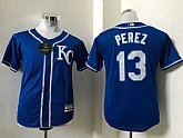 Youth Kansas City Royals #13 Salvador Perez Blue New Cool Base Stitched Baseball Jersey,baseball caps,new era cap wholesale,wholesale hats