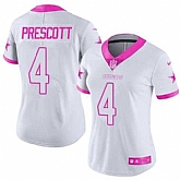 Glued Women Nike Dallas Cowboys #4 Dak Prescott White Pink Rush Limited Jersey,baseball caps,new era cap wholesale,wholesale hats