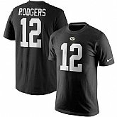 MEN'S GREEN BAY PACKERS #12 AARON RODGERS NIKE PLAYER PRIDE NAME & NUMBER BLACK T-SHIRT,baseball caps,new era cap wholesale,wholesale hats