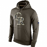 Printed Men's Colorado Rockies Salute To Service Green Nike Baseball Pullover Hoodie WanKe,baseball caps,new era cap wholesale,wholesale hats